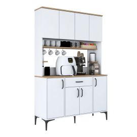 Mπουφές με ράφι Cordie pakoworld λευκό μελαμίνης 120x40x184.2εκ |  Μπουφέδες στο espiti