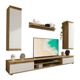 Σύνθετο σαλονιού Sandro pakoworld καρυδί-λευκό 175x37x160εκ |  Σετ Προσφοράς στο espiti