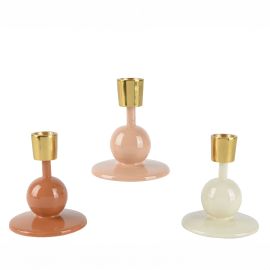Beauty Home Μεταλλικό Κηροπήγιο με Σμάλτο 8.5 x 9.5cm  Μπεζ     |  Διακοσμητκά στο espiti