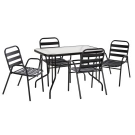 ΣΕΤ ΤΡΑΠΕΖΑΡΙΑΣ 5ΤΜΧ ADAM HM21219.01 ΚΑΡΕΚΛΕΣ ΜΕΤΑΛΛΙΚΕΣ & ΤΡΑΠΕΖΙ 110x60 ΜΑΥΡΟ |  Σετ τραπεζαρία κήπου στο espiti