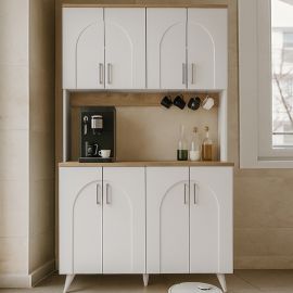 Έπιπλο κουζίνας Kalira 4 Megapap χρώμα λευκό - rota oak 120x40x196εκ. |  Ντουλάπια στο espiti