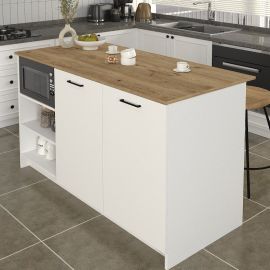 Τραπέζι - Πάγκος κουζίνας Peres Megapap χρώμα λευκό - sepet oak 150x70x91,8εκ. |  Οργάνωση σπιτιού - μικροέπιπλα στο espiti