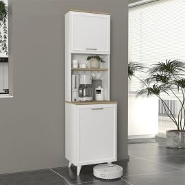 Έπιπλο κουζίνας Potter 1 Megapap χρώμα λευκό - rota oak 53,4x39,6x196,1εκ. |  Ντουλάπια στο espiti
