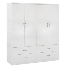 ΝΤΟΥΛΑΠΑ 4ΦΥΛΛΗ REINA ME 4 ΣΥΡΤΑΡΙΑ HM21258 ΜΕΛΑΜΙΝΗ ΣΕ ΛΕΥΚΟ 160x42,5x180,5Υεκ |  Ντουλάπες ρούχων στο espiti