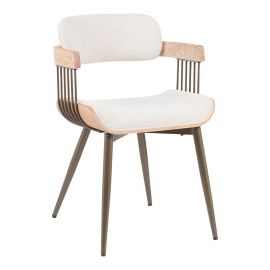 Πολυθρόνα Cameo pakoworld μέταλλο μπρονζέ-white-wash ξύλο-μπέζ ύφασμα 53x49.5x75.5εκ |  Πολυθρόνες τραπεζαρίας στο espiti