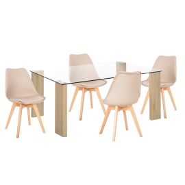 ΣΕΤ ΤΡΑΠΕΖΑΡΙΑΣ 5ΤΜΧ MORGAN HM21269.01 ΤΡΑΠΕΖΙ & 4 ΚΑΡΕΚΛΕΣ - ΚΑΠΟΥΤΣΙΝΟ |  Σετ τραπεζαρίες στο espiti