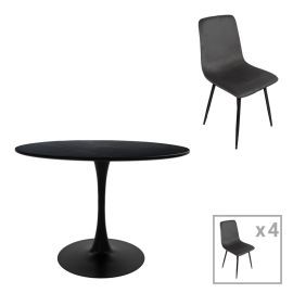 Τραπεζαρία Balou-Grato pakoworld σετ 5τεμ μαύρο Φ120x73εκ |  Σετ τραπεζαρίες στο espiti