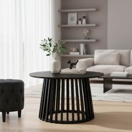 Τραπέζι σαλονιού Domonic pakoworld mdf σε μαύρη απόχρωση Φ80x45εκ |  Τραπεζάκια σαλονιού στο espiti