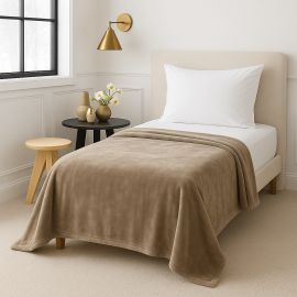 Κουβέρτα βελουτέ Μονή Beige Astron Italy |  Κουβέρτες Βελουτέ Υπέρδιπλες στο espiti