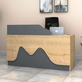 Γραφείο υποδοχής - reception Lione Megapap χρώμα φυσικό οξιάς - ανθρακί 160x60x100εκ. |  Reception γραφείου στο espiti