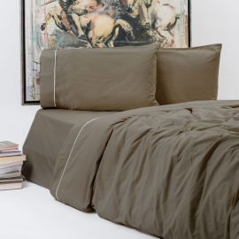 ΣΕΝΤΟΝΙ FLΑΤ   ΝΕW SΟLΙD 300+ ΣΕΤ 4ΤΕΜ ΚΑΦΕ ΣΚΟΥΡΟ ( ) 240Χ270CΜ 100% CΟΤΤΟΝ SΑΤΙΝ   ΑSLΑΝΙS ΗΟΜΕ ASLANIS HOME |  Μονόχρωμα Υπέρδιπλα στο espiti