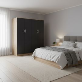 Ντουλάπα τετράφυλλη Lego Ι pakoworld sonoma-ανθρακί 160x42x180εκ |  Ντουλάπες ρούχων στο espiti