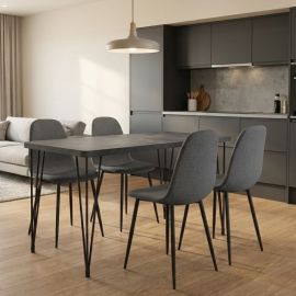 Σετ τραπεζαρία 5τμχ Roger - Iris Megapap Mdf - ύφασμα χρώμα σκούρο γκρι σκυροδέματος - γκρι 120x70x75εκ. |  Σετ τραπεζαρίες στο espiti