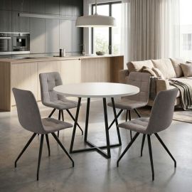 Σετ τραπεζαρία 5τμχ Rubes - Bianca Megapap χρώμα λευκό - ανοιχτό μπεζ Ø100x78εκ. |  Σετ τραπεζαρίες στο espiti