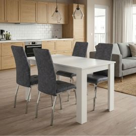 Σετ τραπεζαρία 5τμχ Darlen - Alma Megapap χρώμα λευκό - γκρι 125x72x74εκ. |  Σετ τραπεζαρίες στο espiti