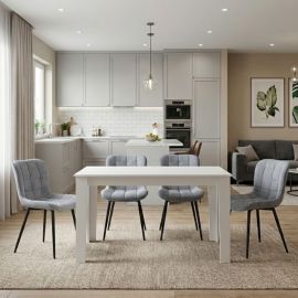 Σετ τραπεζαρία 5τμχ Darlen - Chiara Megapap χρώμα λευκό - γκρι 125x72x74εκ. |  Σετ τραπεζαρίες στο espiti