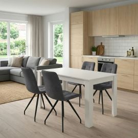 Σετ τραπεζαρία 5τμχ Darlen - Bianca Megapap χρώμα λευκό - γκρι 125x72x74εκ. |  Σετ τραπεζαρίες στο espiti