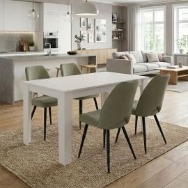 Σετ τραπεζαρία 5τμχ Darlen - Christy Megapap χρώμα λευκό - λαδί 125x72x74εκ. |  Σετ τραπεζαρίες στο espiti