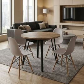 Σετ τραπεζαρία 5τμχ Xana - Nova Megapap χρώμα sepet oak - cappuccino Ø90x77,7εκ. |  Σετ τραπεζαρίες στο espiti