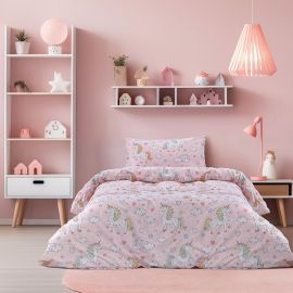 Beauty Home Σετ σεντόνια μονά με λάστιχο Candy Art 6328 110x200+32 Ροζ       |  Σεντόνια Παιδικά στο espiti