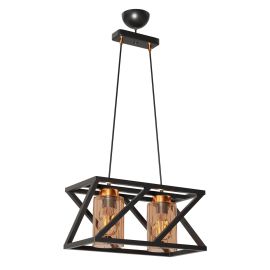 Φωτιστικό Κρεμαστό Δίφωτο Μεταλλικό Μαύρο Ε27 40x25x70cm AlphaB2B |  Οροφής στο espiti