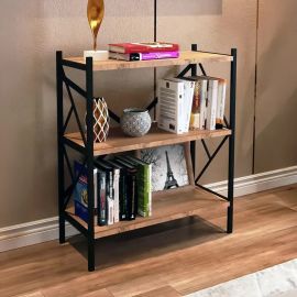 Ραφιέρα επιδαπέδια Althea pakoworld oak με μαύρο μέταλλο 60x30x90εκ |  Πάγκοι και Βοηθητικά στο espiti