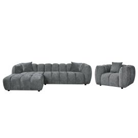ΣΕΤ ΚΑΝΑΠΕΣ ΓΩΝΙΑ (ΑΡΙΣΤΕΡΗ)-ΠΟΛΥΘΡΟΝΑ LOUNGE LYKKE HM10820.01L ΓΚΡΙ ΥΦΑΣΜΑ |  Καναπέδες γωνιακοί στο espiti