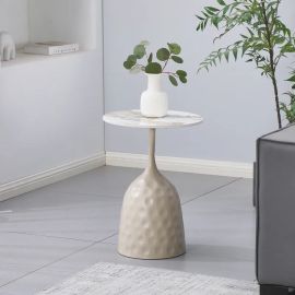 Βοηθητικό τραπέζι Amphora pakoworld μέταλλο cappuccino- τραβερτίνα με όψη μαρμάρου Φ40x60εκ |  Τραπεζάκια βοηθητικά στο espiti