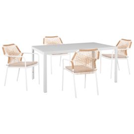 ΣΕΤ ΤΡΑΠΕΖΑΡΙΑΣ 5ΤΜΧ OFER HM21020 ΚΑΡΕΚΛΕΣ ΑΛΟΥΜ. & ΜΕΤΑΛ.ΤΡΑΠΕΖΙ 150x90εκ--ΛΕΥΚΟ |  Σετ τραπεζαρία κήπου στο espiti