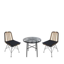 Σετ Τραπεζαρία Κήπου ArteLibre APPIUS Μαύρο Μέταλλο/Rattan/Γυαλί Με 2 Καρέκλες 14990376 14990376 ArteLibre |  Σετ τραπεζαρία κήπου στο espiti