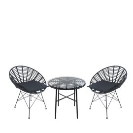 Σετ Τραπεζαρία Κήπου ArteLibre APPIUS Μαύρο Μέταλλο/Rattan/Γυαλί Με 2 Καρέκλες 14990388 14990388 ArteLibre |  Σετ τραπεζαρία κήπου στο espiti