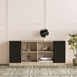 Βιβλιοθήκη ArteLibre EDMONTON Οξιά/Μαύρο Μοριοσανίδα 139.8x46.3x61.8cm 15350133 ArteLibre |  Βιβλιοθήκες στο espiti