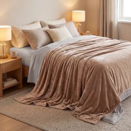 Beauty Home Κουβέρτα υπέρδιπλη Velora Art 12550 100% polyester super soft 550gsm 220x240 Άμμου       |  Κουβέρτες Βελουτέ Υπέρδιπλες στο espiti
