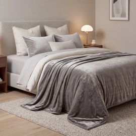 Beauty Home Κουβέρτα υπέρδιπλη Velora Art 12550 100% polyester super soft 550gsm 220x240 Γκρι       |  Κουβέρτες Βελουτέ Υπέρδιπλες στο espiti
