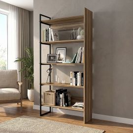 Βιβλιοθήκη Cecilia Megapap χρώμα καρυδί 91,8x34,8x180εκ. |  Βιβλιοθήκες στο espiti