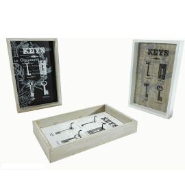 Κλειδοθήκη ξύλο/γκρι 16x25x3.5cm 4Θέσεις Σε 3 Σχέδια 06512878 ArteLibre |  Οικιακά στο espiti