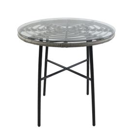 Τραπέζι Κήπου ArteLibre APPIUS Γκρι/Μαύρο Μέταλλο/Rattan/Γυαλί 70x70x74cm 14510042 ArteLibre |  Τραπέζια κήπου στο espiti