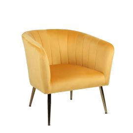 Πολυθρόνα ArteLibre TIANA Κίτρινο Βελούδο/Ξύλο 52x82x76cm 14770037 ArteLibre |  Πολυθρόνες σαλονιού στο espiti