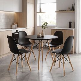Τραπεζαρία με Καρέκλες Julita μαύρο και Τραπέζι Julita μαύρο Φ80x73εκ Σετ 5τεμ |  Σετ τραπεζαρία κήπου στο espiti