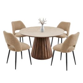 ΣΕΤ ΤΡΑΠΕΖΑΡΙΑΣ 5ΤΜΧ WALDEN HM12104.03 ΚΕΡΑΜΙΚΟ TOP ΤΡΑΒΕΡΤΙΝΑ--ΥΦΑΣΜΑ TAUPE |  Σετ τραπεζαρίες στο espiti