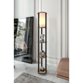 Stewehome φωτιστικό δαπέδου με ράφι από πεύκο Καφέ 24x24x24 cm 773716 |  Δαπέδου στο espiti