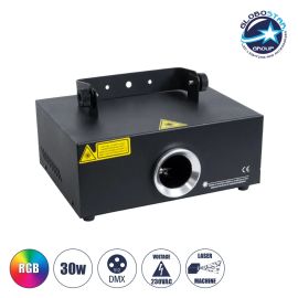 GloboStar® ARES 51127 Επαγγελματικό Laser Projector 30W 1000Mw 300mW RED/635nm - 100mW GREEN/532nm - 600mW BLUE/450nm - AC 220V-240V IP20 3in1 RGB DMX512 - Μ23.5 x Π18 x Υ10cm - 2 Χρόνια Εγγύηση |  Globostar στο espiti