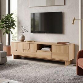 Έπιπλο τηλεόρασης Jenfia pakoworld mdf σε φυσική απόχρωση 180x39x45,5εκ |  Έπιπλα τηλεόρασης στο espiti
