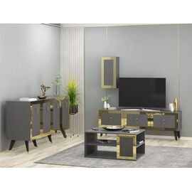 Stewehome BARE 3'li Σαλόνι Έπιπλο Τηλεόρασης Τραπεζάκι &amp; Μπουφές |Γκρι Ανθρακί Ασημί 150x40x80 cm 165718 |  Φοιτητικα Πακετα στο espiti