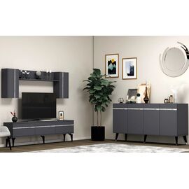 Stewehome Σετ Έπιπλο Τηλεόρασης Defne Λευκό Ασημί 150x40x80 cm 548566 |  Φοιτητικα Πακετα στο espiti