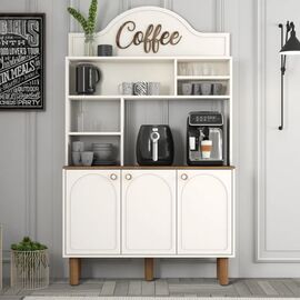 Stewehome Μποέμ Γωνιά με Ράφια και Ντουλάπια Κρέμ 120x35x203 cm 858880 |  Σετ Κουζίνες στο espiti