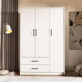 Stewehome Ντουλάπα Λευκή 3 Πόρτες &amp; 2 Συρτάρια 181.8x120x47.5 cm 185103 |  Ντουλάπες ρούχων στο espiti