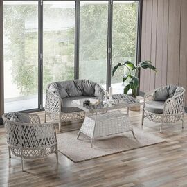 Stewehome Σετ Τραπεζαρίας Κήπου 4τμχ ρατάν με Καναπέ &amp; Πολυθρόνες 100x65x50 cm 882684 |  Σετ τραπεζαρία κήπου στο espiti