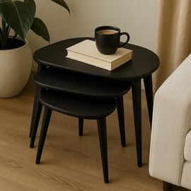 Stewehome Σετ 3 Βοηθητικά Τραπεζάκια Zigon Ξύλινα Μοντέρνου Σχεδιασμού μαύρο 65x44x50 cm 227506 |  Τραπεζάκια βοηθητικά στο espiti
