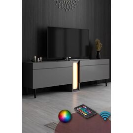 Stewehome Nova Έπιπλο TV με RGB LED Τηλεχειριστήριο &amp; 2 Πόρτες-Ανθρακίτης 180x32x55 cm 397905 |  Έπιπλα τηλεόρασης στο espiti